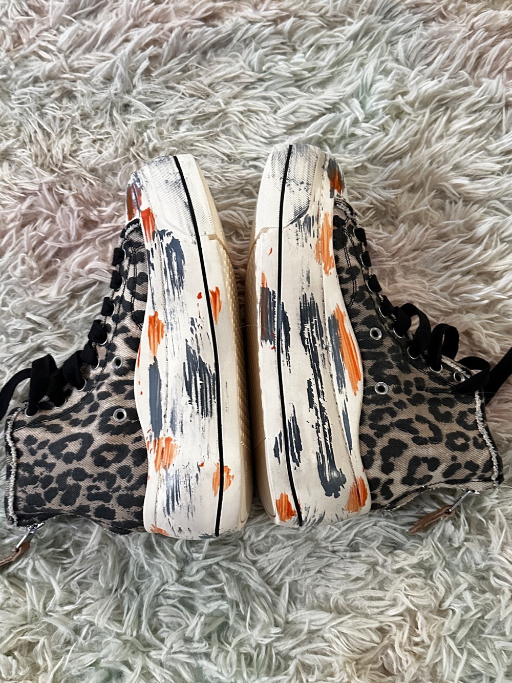 New R13 Leopard-Print High-Top Sneaker in Brown Size 38 - Picture 6 of 11
